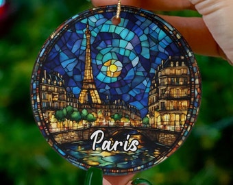 Paris Ornament, Christmas Tree Ornament, Holiday Ornament, Vacation Keepsake Souvenir Gift, Ceramic Ornament