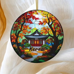 Korea Ornament, Autumn Trip Vacation Gift, Travel Gift, Ceramic Christmas Tree Ornament, Honeymoon Vacay