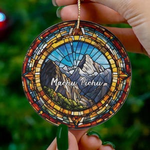 Peru Ornament, Machu Mountains Christmas Tree Ornament, Holiday Ornament, Vacation Keepsake Souvenir Gift, Ceramic Ornament