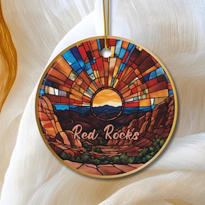 Red Rocks Ornament, Christmas Tree Ornament, Holiday Ornament, Colorado Vacation Keepsake Souvenir Gift, Ceramic Ornament