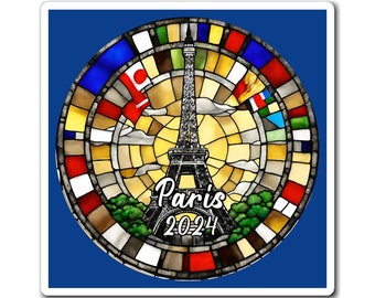 Imán de París, Imán de nevera de regalo de Francia, Banderas internacionales de la Torre Eiffel Regalos de viaje, Recuerdo de viaje de vacaciones, Vidrieras falsas