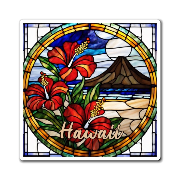 Hawaii Magnet, Faux Stained Glass Hawaii Fridge Magnet, Travel Vacation Decor, Keepsake Gift