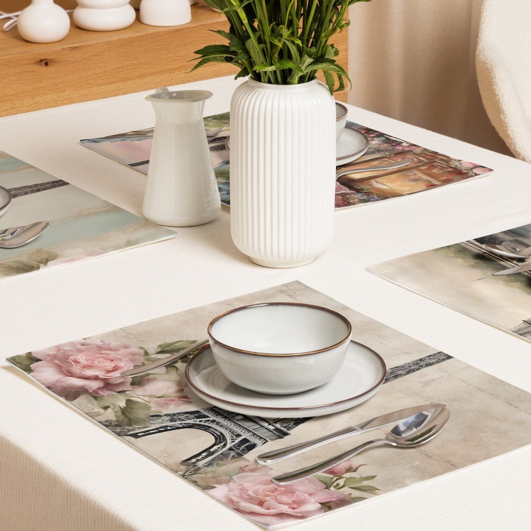 Set de table Paris chic et élégant, lot de sets de table roses