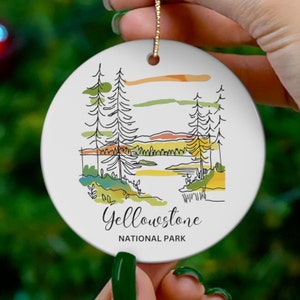 Yellowstone Ornament, Christmas Tree Ornament, Holiday Ornament, Family Vacation Keepsake Souvenir, Ceramic Ornament