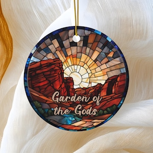 Garden of the Gods Colorado Ornament, Christmas Tree Ornament, Holiday Ornament, Springs Vacation Keepsake Souvenir Gift, Ceramic Ornament