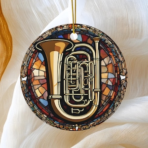 Tuba Ornament, Musical Christmas Tree Ornament, Music Holiday Gift, Keepsake Souvenir Gift, Ceramic Ornament
