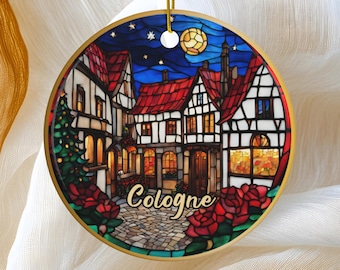 Cologne Ornament, Germany Rhine Travel GIft, Family Vacation Trip, Keepsake Heirloom Souvenir Ceramic