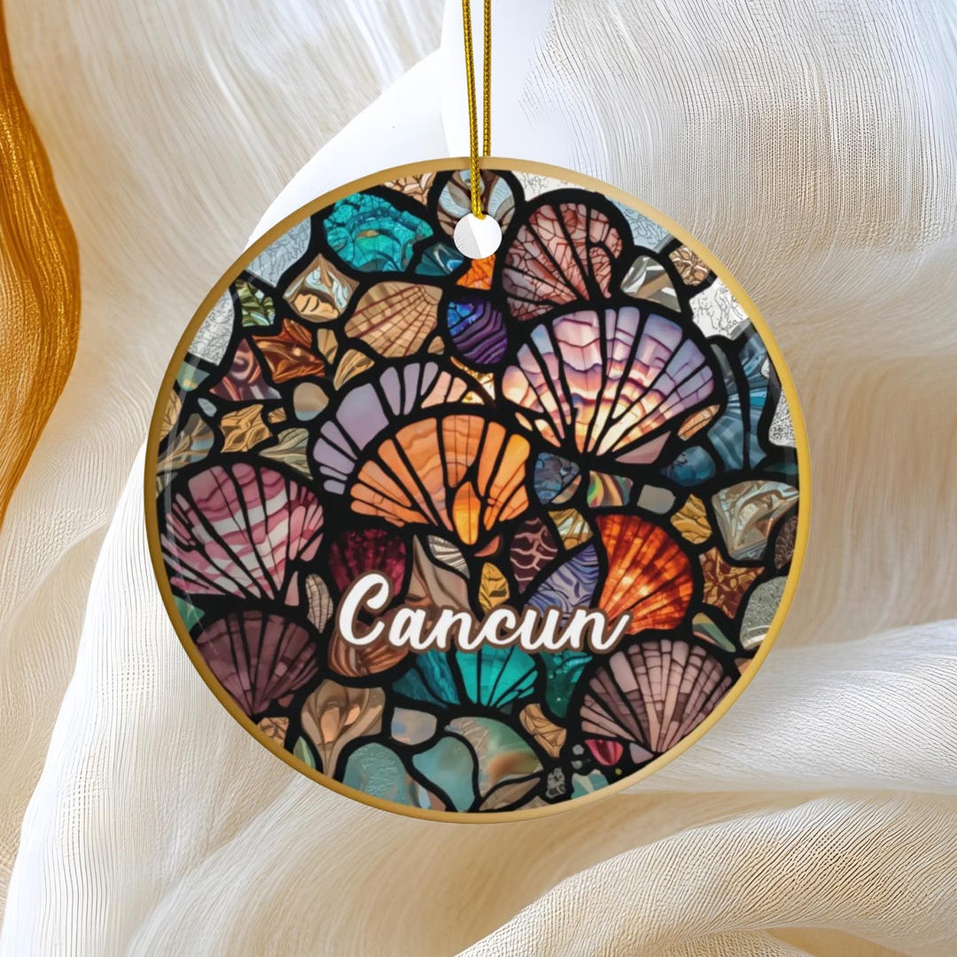 Cancun Ornament, Mexico Sea Shell Christmas Tree Decoration, Holiday ...