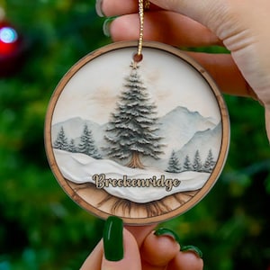 Breckenridge Christmas Ornament, Beautiful Rustic Mountain Valley, Snowy Winter Keepsake Ornament