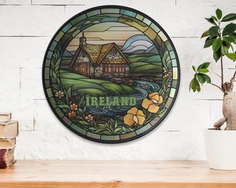 Ireland Plate, Beautiful Faux-Stained Glass Irish Country Souvenir, Travel Gift