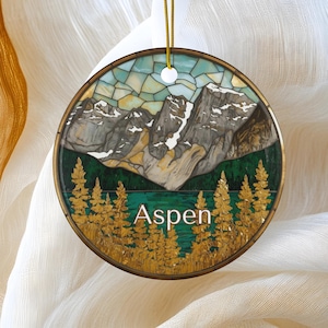 Aspen Ornament, Colorado Maroon Bells Mountains, Travel Gift, Christmas Tree Souvenir Keepsake