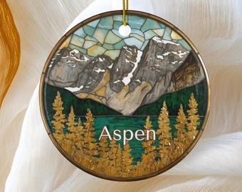 Aspen Ornament, Colorado Maroon Bells Mountains, Travel Gift, Christmas Tree Souvenir Keepsake