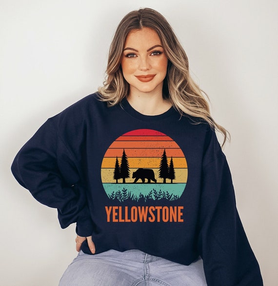 Yellowstone Sweatshirt Yellowstone National Park Gift Travel Shirt Retro Bear Travel Gift Road Trip Sweater Etsy