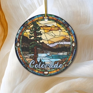 Adorno de Colorado, Adorno de imitación de vitral, Adorno de montaña, Regalo de viaje, Recuerdo de cerámica