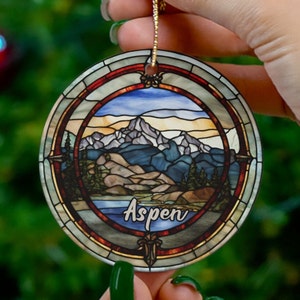 Aspen Ornament, Christmas Tree Ornament, Holiday Ornament, Colorado Mountain Vacation Keepsake Souvenir Gift, Ceramic Ornament