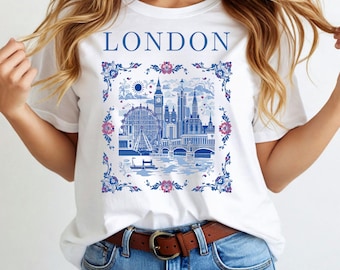 London Shirt, Travel Gift, UK Travel Gifts, London Skyline Souvenir Shirt