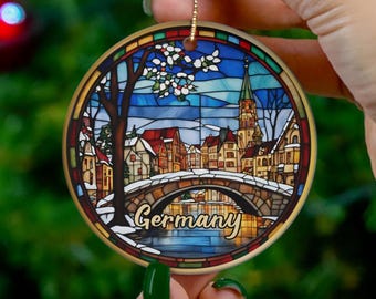 Germany Ornament, German Travel GIft, Family Vacation Trip, Keepsake Heirloom Souvenir Ceramic