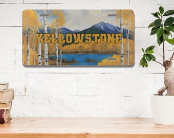 Yellowstone Vanity Plate, National Park Gift, Travel Gift, Large Metal License Plate, Wyoming Vacation Souvenir Keepsake
