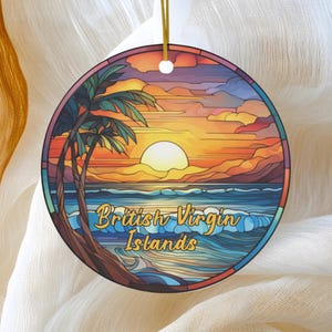 Adorno de las Islas Vírgenes Británicas, adorno para árbol de Navidad, adorno festivo, recuerdo de vacaciones, adorno de cerámica