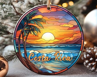 Costa Rica Ornament, Vacation Gift, Ceramic Christmas Tree Ornament, Honeymoon Vacay Travel Gift