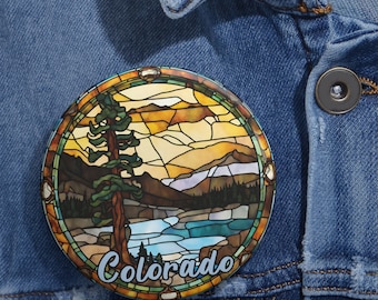 Colorado Pin, Custom Pin Buttons, Colorado Mountains Keepsake Souvenir Gift