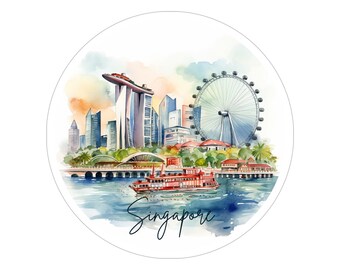 Singapore Sticker, Travel Gift, Vacation Sticker, Vinyl Outdoor Sticker, Trip Travel Gift Car Accessories