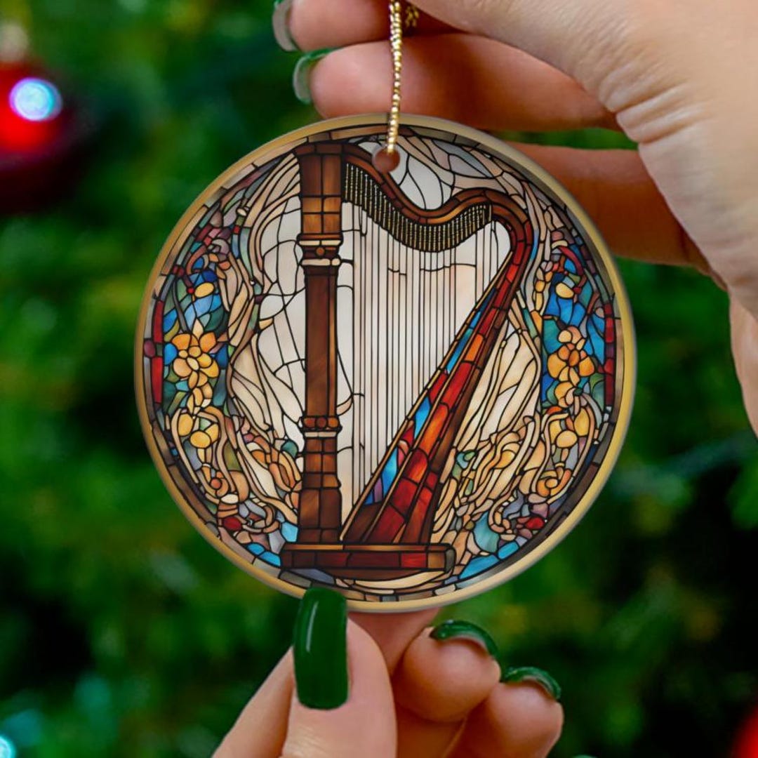 Harp Ornament, Musical Christmas Tree Ornament, Music Holiday Gift