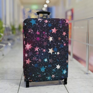 Star Galaxy Luggage Cover, Faux Stained Glass Travel Gift, Vacation Gifts, Unique Colorful Suitcase Protector