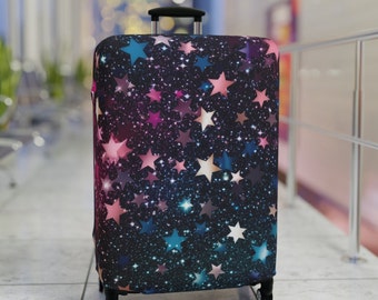 Star Galaxy Luggage Cover, Faux Stained Glass Travel Gift, Vacation Gifts, Unique Colorful Suitcase Protector