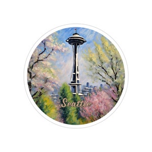 Seattle Sticker, Travel Gift, Space Needle Vacation Sticker, Vinyl Outdoor Sticker, Trip Travel Gift Car Accessories