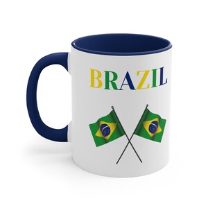 Brazil Mug, Brasil Coffee Cup, Cute Two Brazilian Flag Gift, Travel Gift, Brazilian Sports Fan