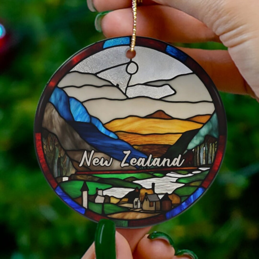 New Zealand Ornament, Faux Stained Glass, Christmas Tree Ornament, Holiday Ornament, Vacation