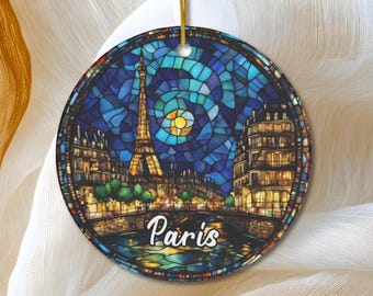 Paris Ornament, Christmas Tree Ornament, Holiday Ornament, Vacation Keepsake Souvenir Gift, Ceramic Ornament