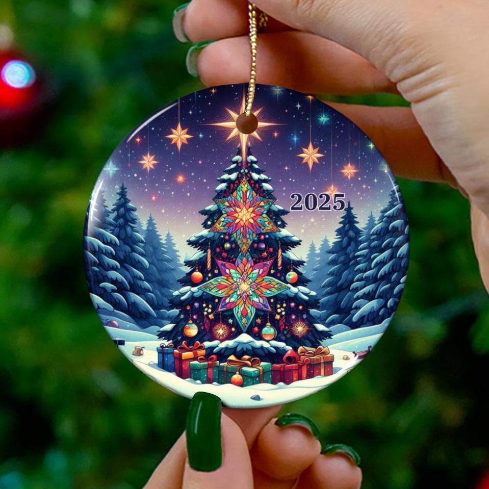 2025年のクリスマスオーナメント、フェイクステンドグラスのクリスマス