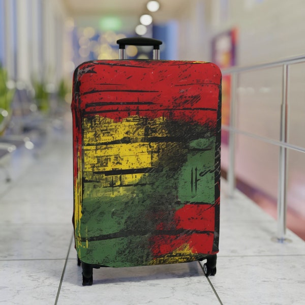 Reggae Luggage Cover, Modern Jamaica Travel Gift, Vacation Gifts, Unique Colorful Suitcase Protector