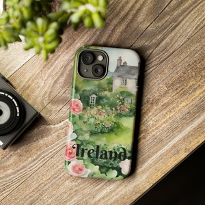 Ireland Phone Case, Tough Cases for iPhone and Samsung, Watercolor Irish Country Cottage Travel Gift, Vacation Souvenirs Keepsake, Samsung