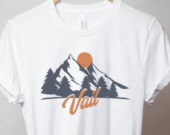 Vail Shirt, Vail Tshirt, Vail T-shirt Colorado Souvenir, Retro T-shirt, Mountain Sunset Design, Vail Colorado Gift, Mountain Gift