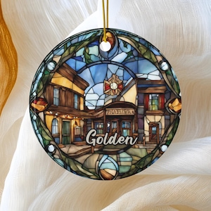 Golden Ornament, Colorado Mountain Town Festival, Travel Gift, Christmas Tree Souvenir Keepsake
