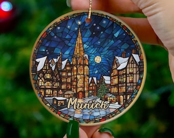 Munich Ornament, German Travel GIft, Family Vacation Trip, Keepsake Heirloom Souvenir Ceramic