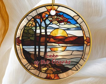 Lake of the Ozarks Ornament, Missouri Christmas Tree Ornament, Holiday Ornament, Vacation Keepsake Souvenir Gift, Ceramic Ornament