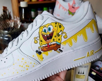 Custom Shoes, Custom Air Force 1 Sponge Bob, Hand Painting Sneakers
