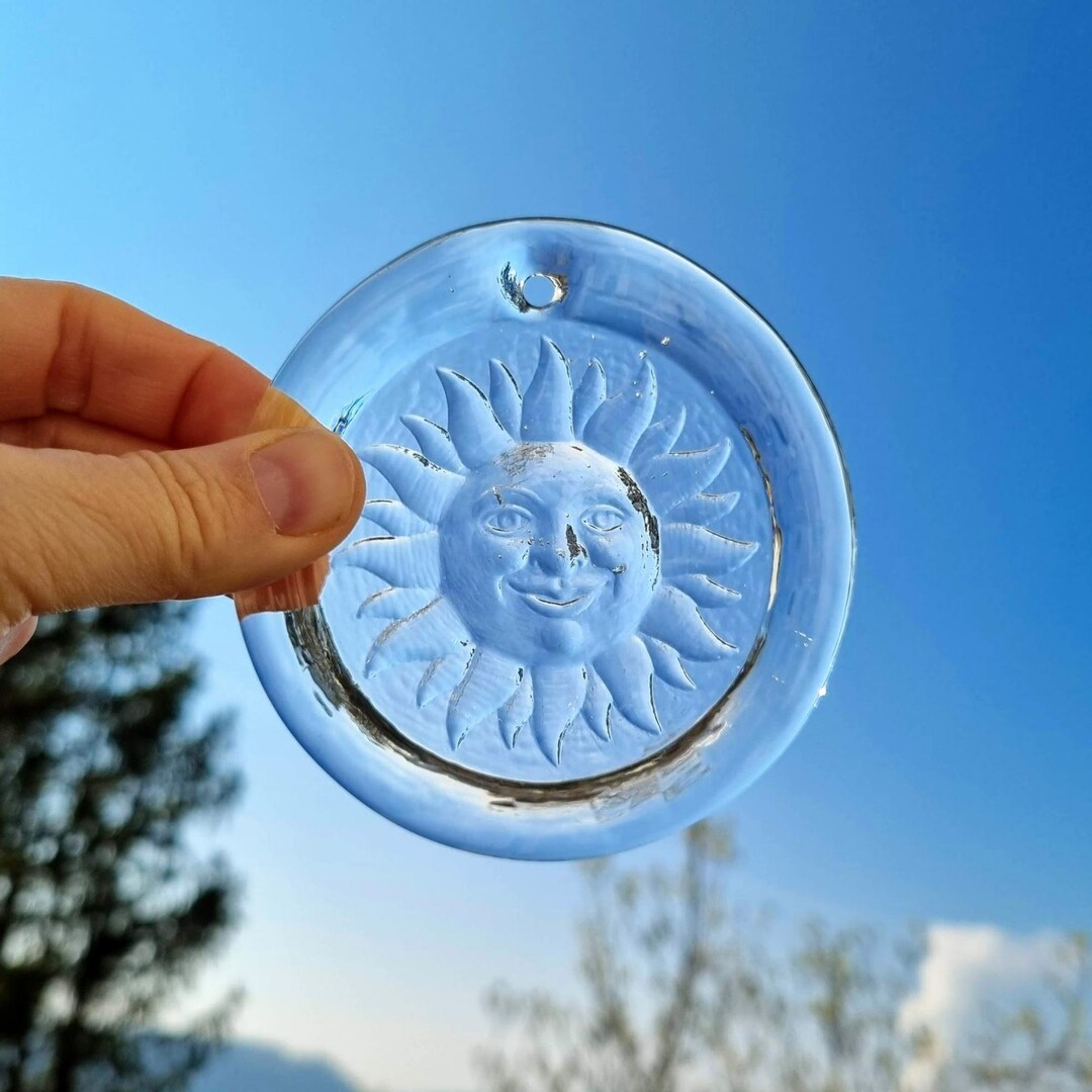 Small Sun Suncatcher Smiling Sun Window Ornament Glass Sun Etsy