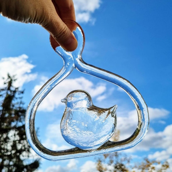 Kosta Boda Vogel Sonnenfänger, Glas Sonnenfänger, Vogel Fensterbild Glas, Vintage Glas Fensterschmuck