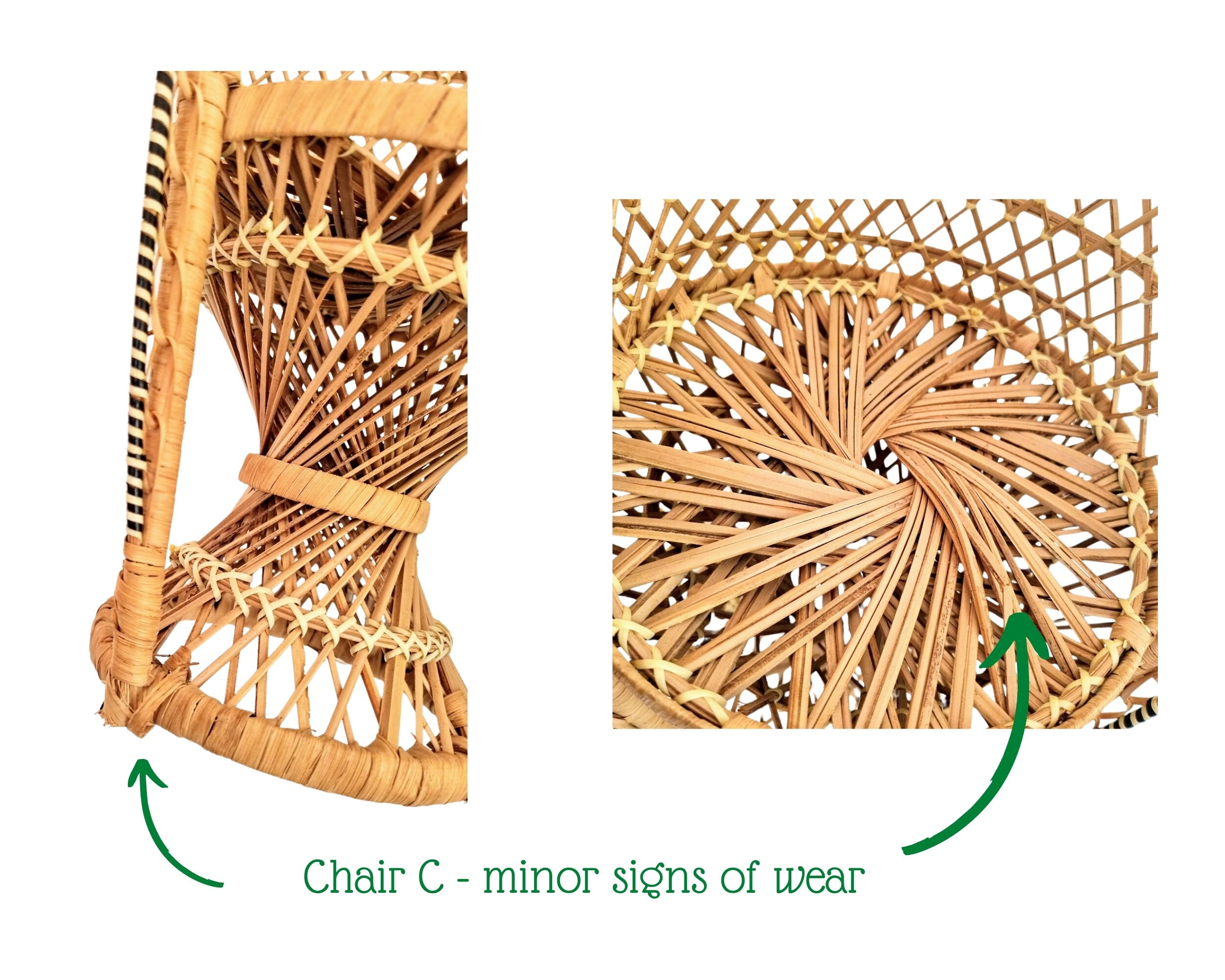 SET OF 2 Vintage Mini Peacock Chairs Small Peacock Chairs Etsy