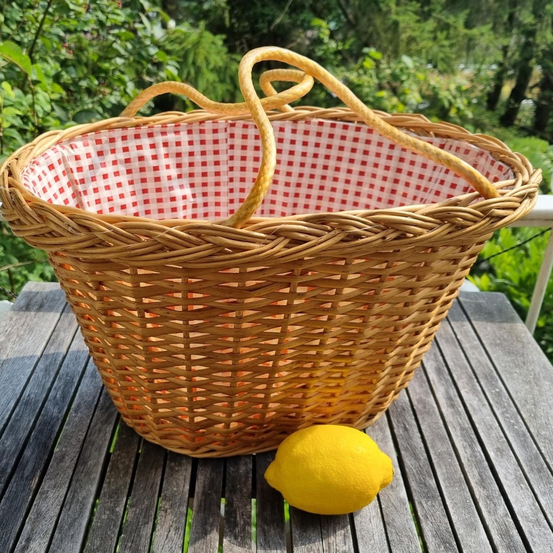Vintage Shopping Basket, Wicker Shopping Basket, Basket With Soft