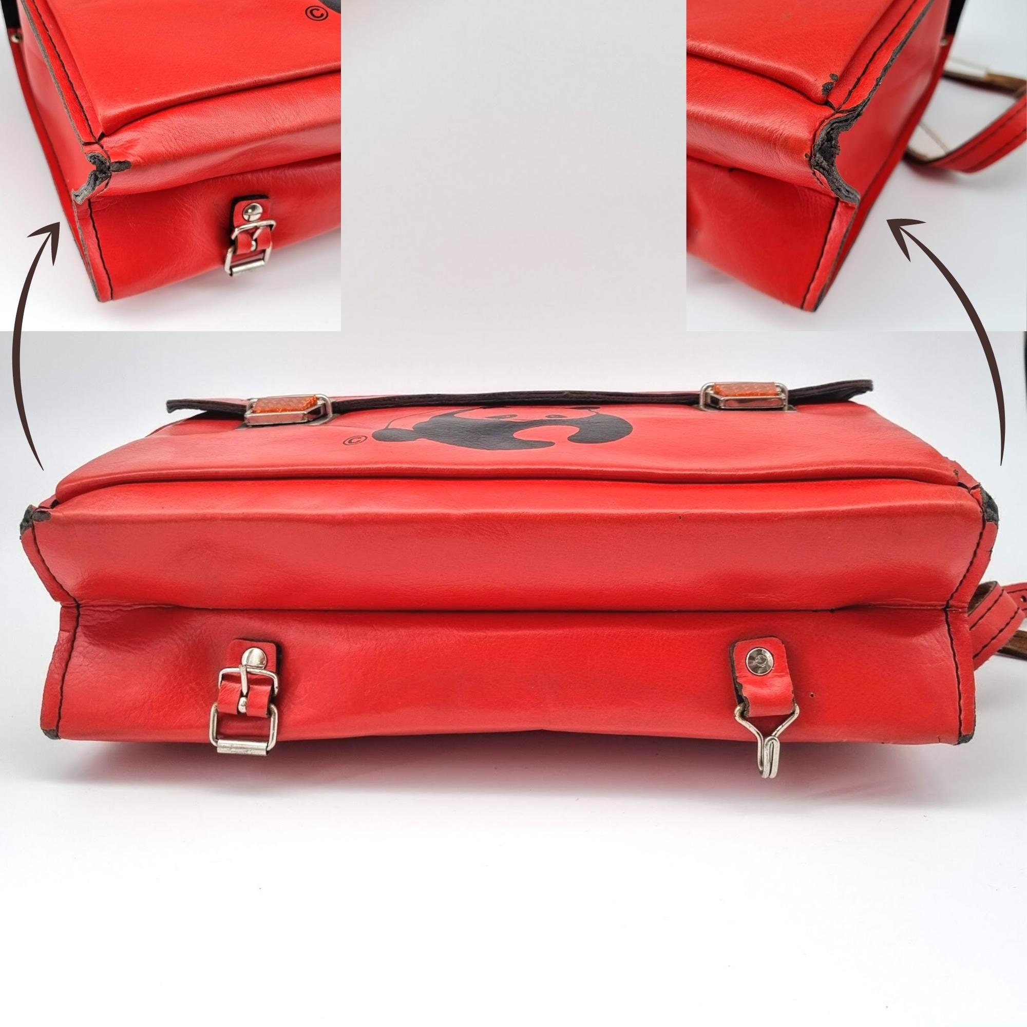 1980s Swiss Vintage Satchel, Leather School Bag With Straps, Funky ...