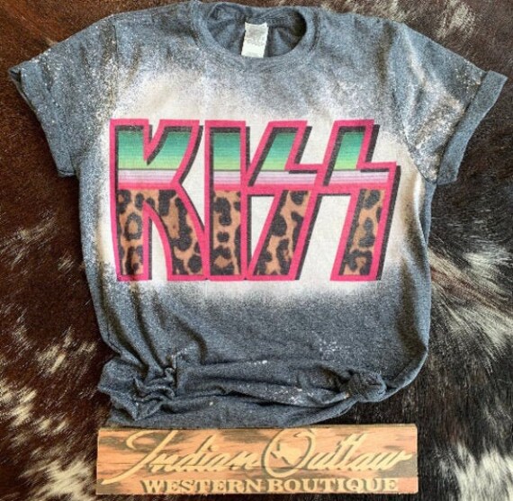 KISS Bleached Out Graphic T-shirt | Etsy