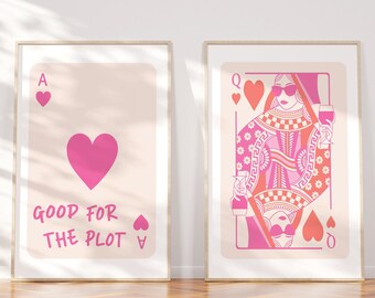Good For The Plot Trendy Wall Art Prints Pink Wall Art Ace Card Poster Aesthetic Retro Decor Girly Preppy Bar Cart Prints Printable Digital
