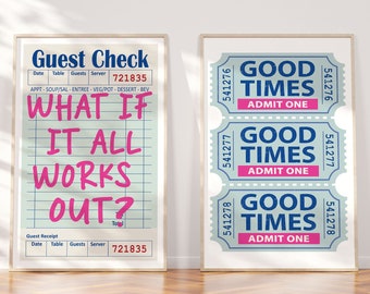 What If It All Works Out Guest Check Good Times Ticket Maximalist Wall Art Print Poster Aesthetic Apartment Retro Trendy Western Cowgirl Art