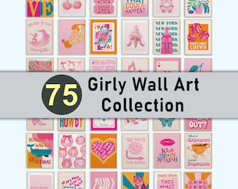 Set Of 75 Girls Bedroom Prints, Girly Wall Art, Teen Girl Posters, Gallery Bundle Room, Fun Cute Feminine Trendy Printable Digital Posters